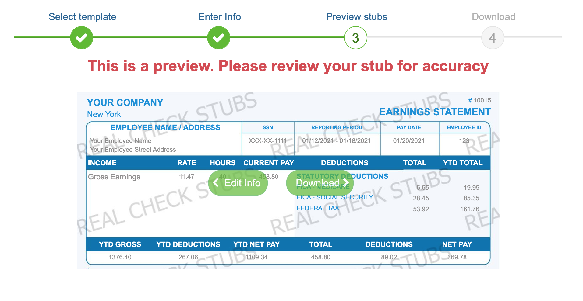 Review your stub to generate accurate payroll